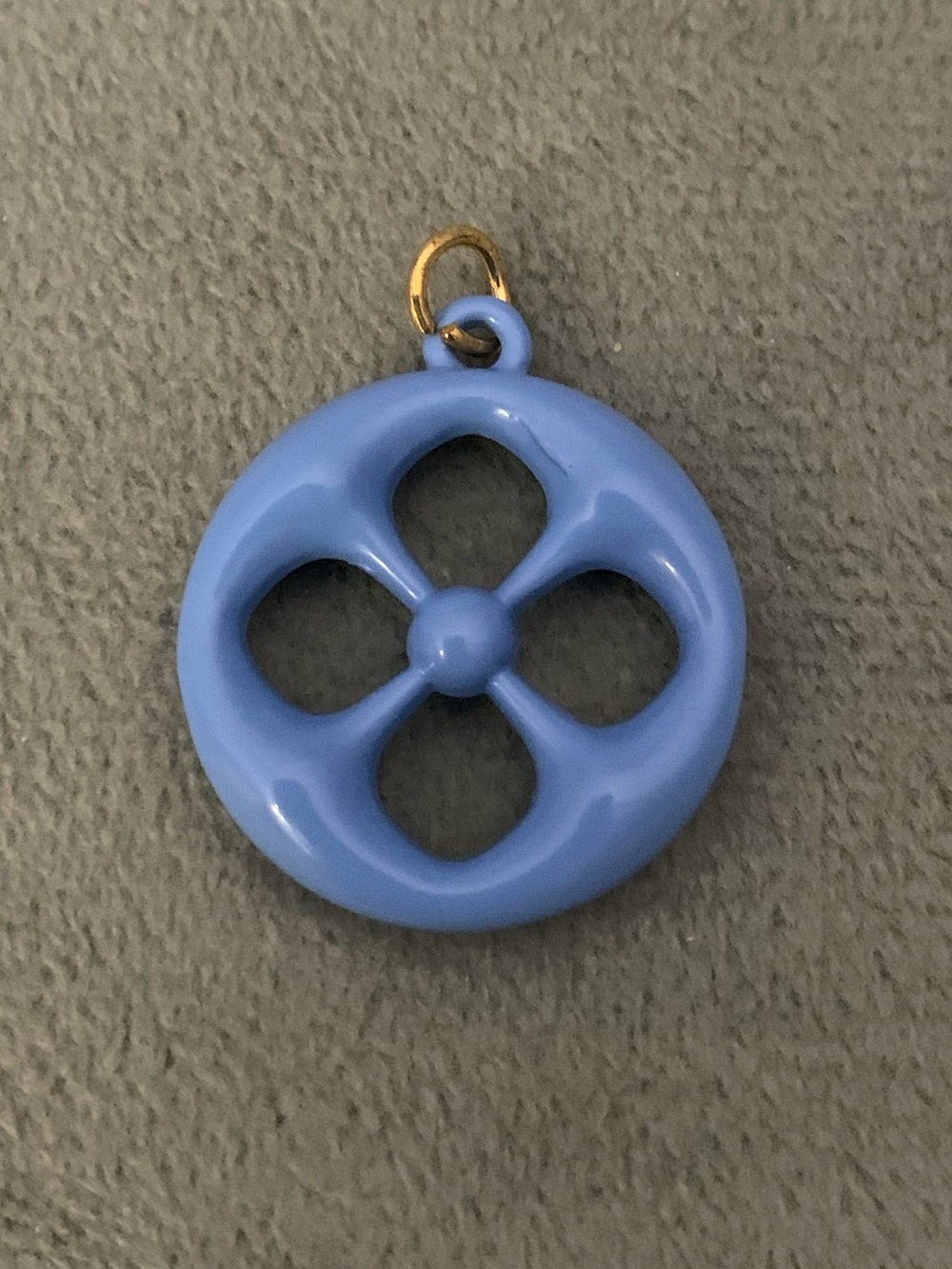 Double-Sided Blue  Floral Medallion Pendant Charm